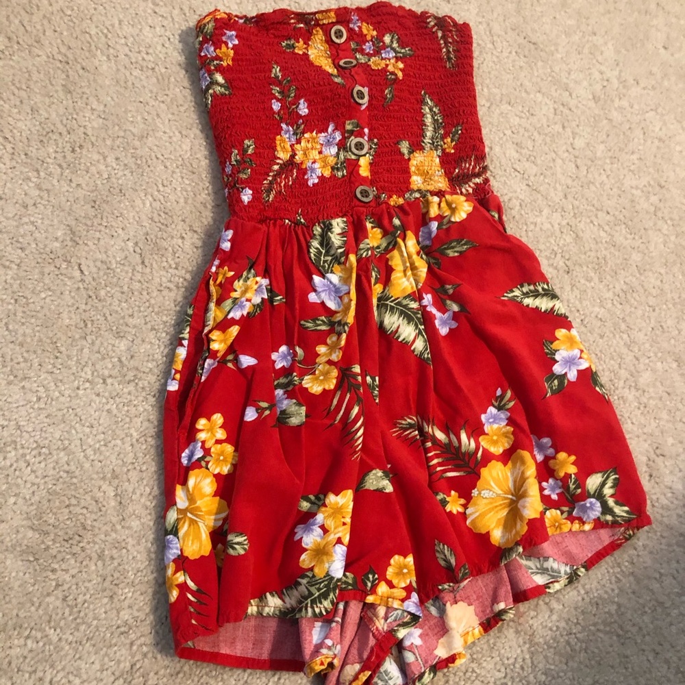 red floral romper
